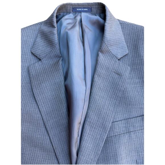 Ralph Lauren Mens gray Pint Stripe Suit Jacket, blazer size 44S. 100% Wool - Picture 4 of 10